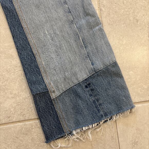 Levis Re/Done Button Fly Jeans Women’s Sz 24 Relaxed Blue Patchwork Indigo 27” - Picture 2 of 13